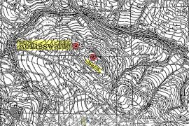 Mapa topograficzna z 1934 r. Na czerwono zaznaczono schronisko (po lewej) i wieżę (po prawej)